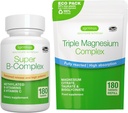 Super B-Complex 180 Tablets + Complejo de Magnesio Triple 180 Tablets Vegan Bundle, Methylated Sustained Release B Complex + Alta Absorción Magnesio Chelated Glycinate, Taurate & Citrate, por Igennus