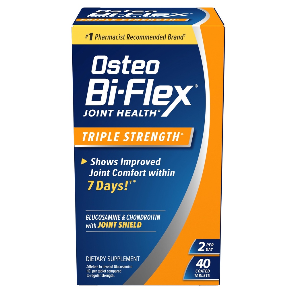 Osteo Bi-Flex Triple Strength Glucosamine Chondroitin Supplement, Improve Joint Function, Strength, Flexibility, Mobility 40 Coated Tablets