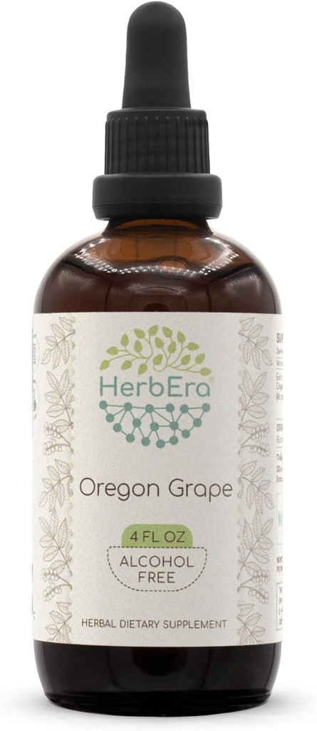 HerbEra Oregon Grape B120 Alcohol-Free Herbal Extract Tincture, Super-Concentrated Responsibly farmed Oregon Grape (Mahonia spp.) (4 fl oz)