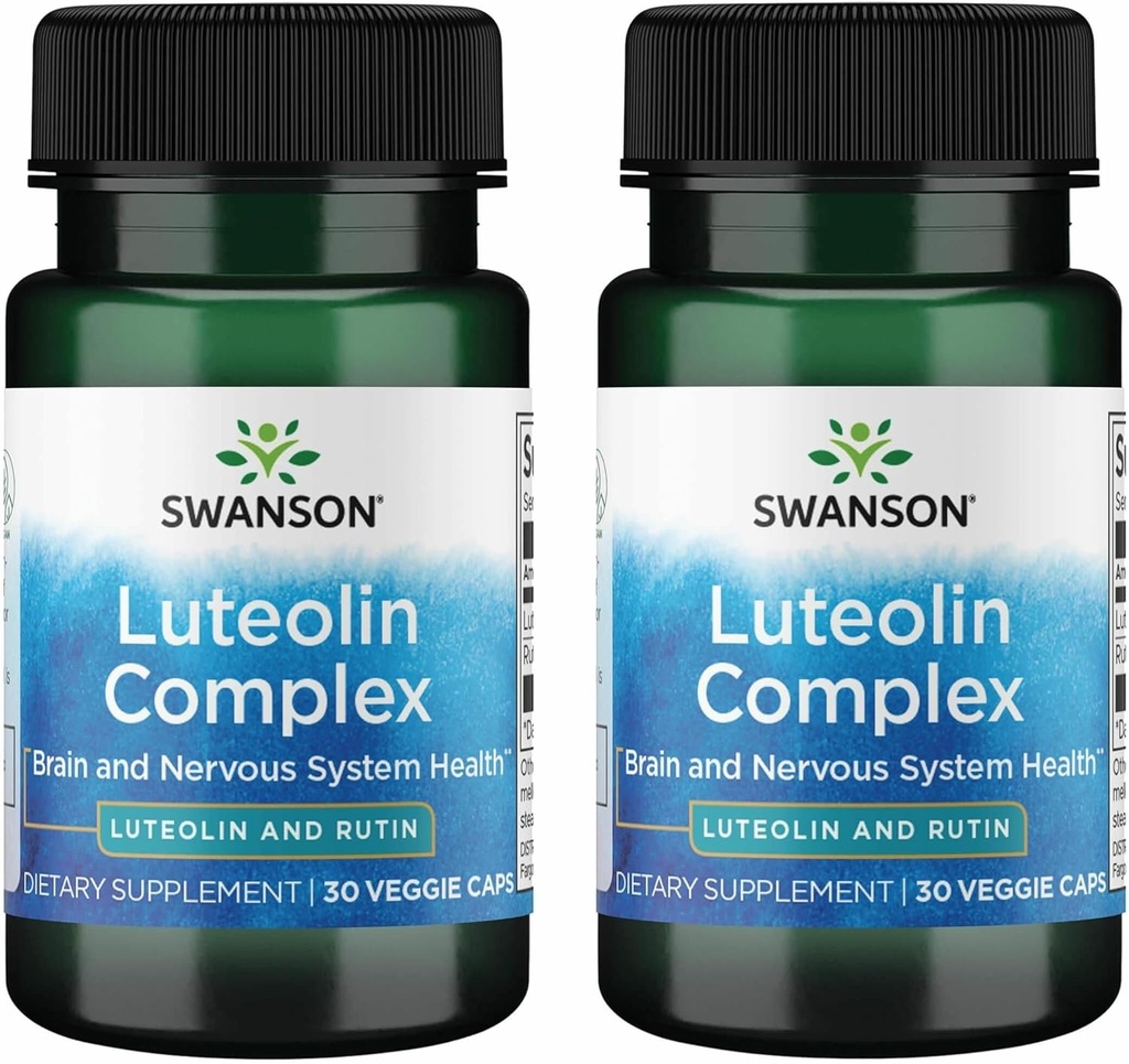 Complejo Swanson Luteolin w/Rutin - Suplemento de Apoyo al Cerebro Promoción de la Memoria, Mood & Cognitive Health - Fórmula natural para ayudar a mantener el sistema nervioso - (30 cápsulas vegetarianas) 2 Pack