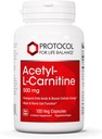 Protocolo Acetyl- L-Carnitine 500mg - Suplemento energético, Nerve y soporte cerebral - 100 caps Veg