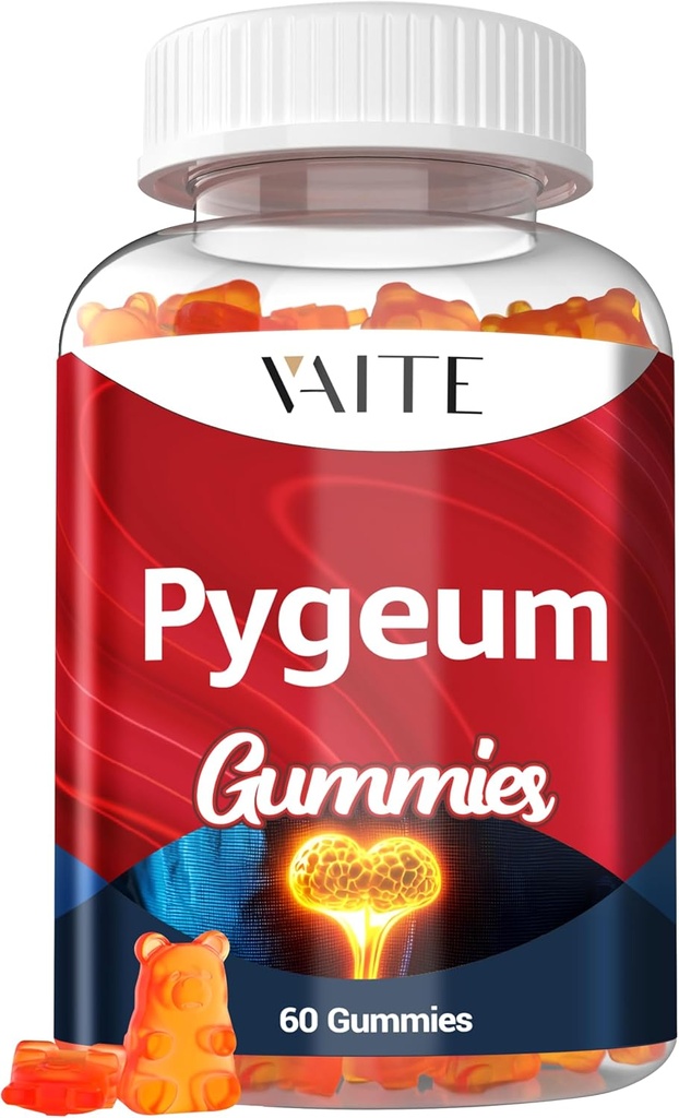 Pygeum Supplement Gummies 500mg - Vegan Chewables with Africanum Bark Extract, Plant-Based Supplements for Hombre, Non-GMO Gluten-Free, Sugar-Free, Gelatin-Free, 60 Chews Gummy
