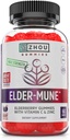 Zhou Elder-Mune Elderberry Gummies - Elderberry Vitamin C y Zinc, Daily Immune Support Supplemenet for Women &amp; Men, Chewable Natural Black Elderberry for Adults &amp; Children 4 &amp; Up - 60 Gummies