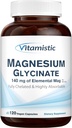 Magnesium Glycinate, Chelated, Highly Bioavailable, Fully Reacted " Non-Buffered, Gentle on The Stomach, 140 mg Elemental Magnesium, for Sleep, Bone, Non GMO, 120 Vegan Caps