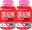 Gummies de Monohidrato de Creatina para Mujeres - Gummies de Pre-Workout Creatina con Tarina &amp; Vitamina B6 B12 para Fuerza Máxima, Musculo, Energía, Resistencia & Focus, Orgánico, Vegan - 120 Conde