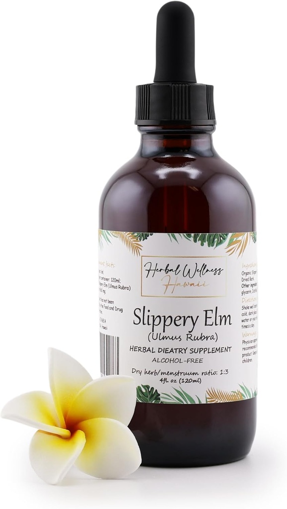 Elm resbaladizo (Ulmus Rubra) Extracto líquido sin alcohol (4 oz)