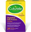 Salud Digestiva Cultura Salud Digestiva Chewables Probióticos diarios, Probiótico para hombres y mujeres, Más estudiado clínicamente Strain Probiótico, 10 millones de UF, apoya la diarrea ocasional, el gas y el gas, 24 cuenta
