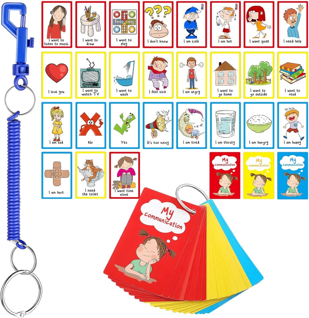 27 Autism Tarjetas de Comunicación Ayuda Visual Consejo de Comunicación No verbal Delay Feelings Emotions Flash Cards Autism Special Needs Cue Cards Language Learning Toys for Kids Children Adults