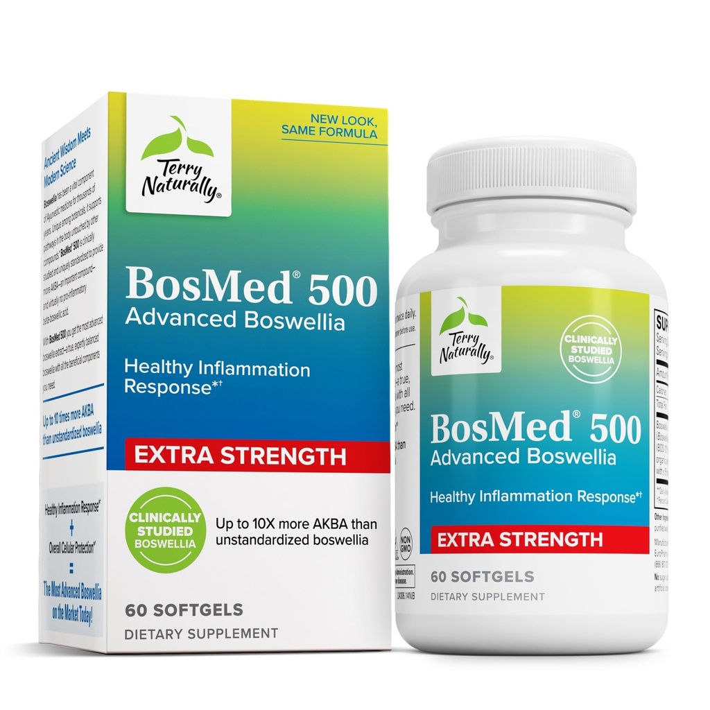 Terry Naturalmente BosMed 500 - Boswellia Serrata Extracto Suplemento - Suplemento dietético para el apoyo al pulmón saludable - Suplemento Herbal Fórmula - 60 Softgels