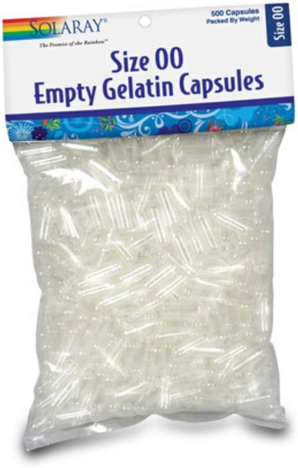 Solaray Empty Gelatin Capsules, Tamaño 00 Silencio 500 Cuenta