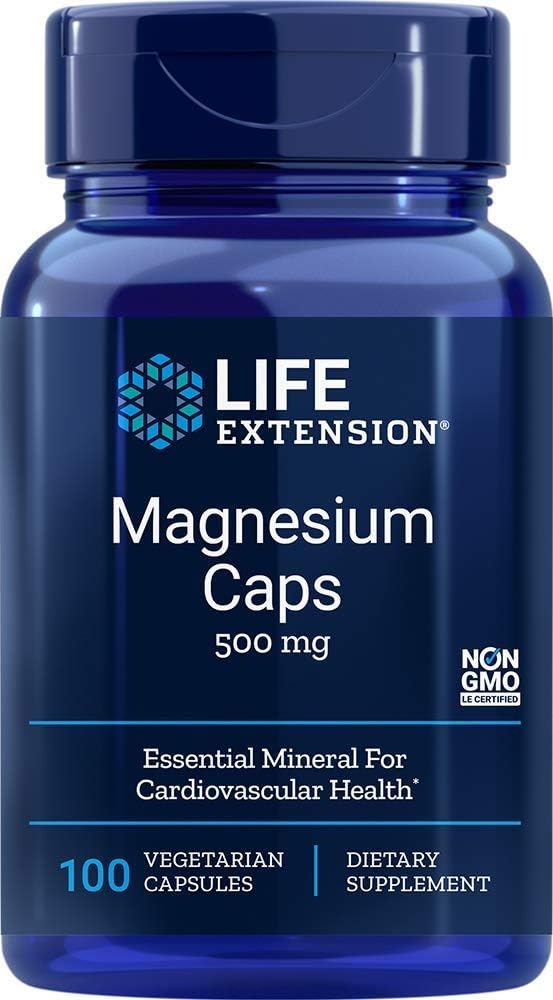 Ampliación de vida Magnesium Capsules 500mg, 100-Count