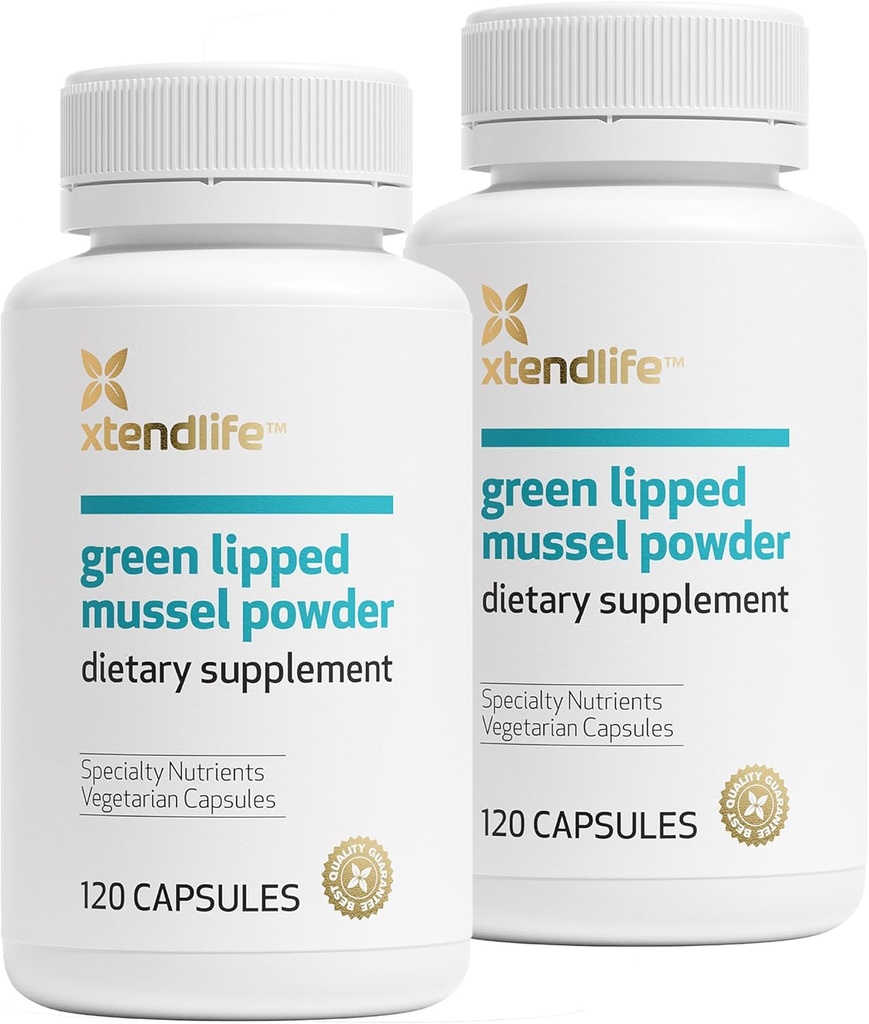 Xtendlife Green Lipped Mussel Powder - 2400mg Suplemento con ácidos grasos Omega-3 de Nueva Zelanda para la salud conjunta, 120 cápsulas (2 Pack)