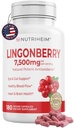 Lingonberry Powder 7500mg para Urinary Tract, Blood Circulation, Gut Health, Eye Health, Antioxidant Support - Pure 5:1 Ratio &amp; 180 Veggie Capsules - Non-GMO, Gluten-Free, Vegan-Friendly Supplement