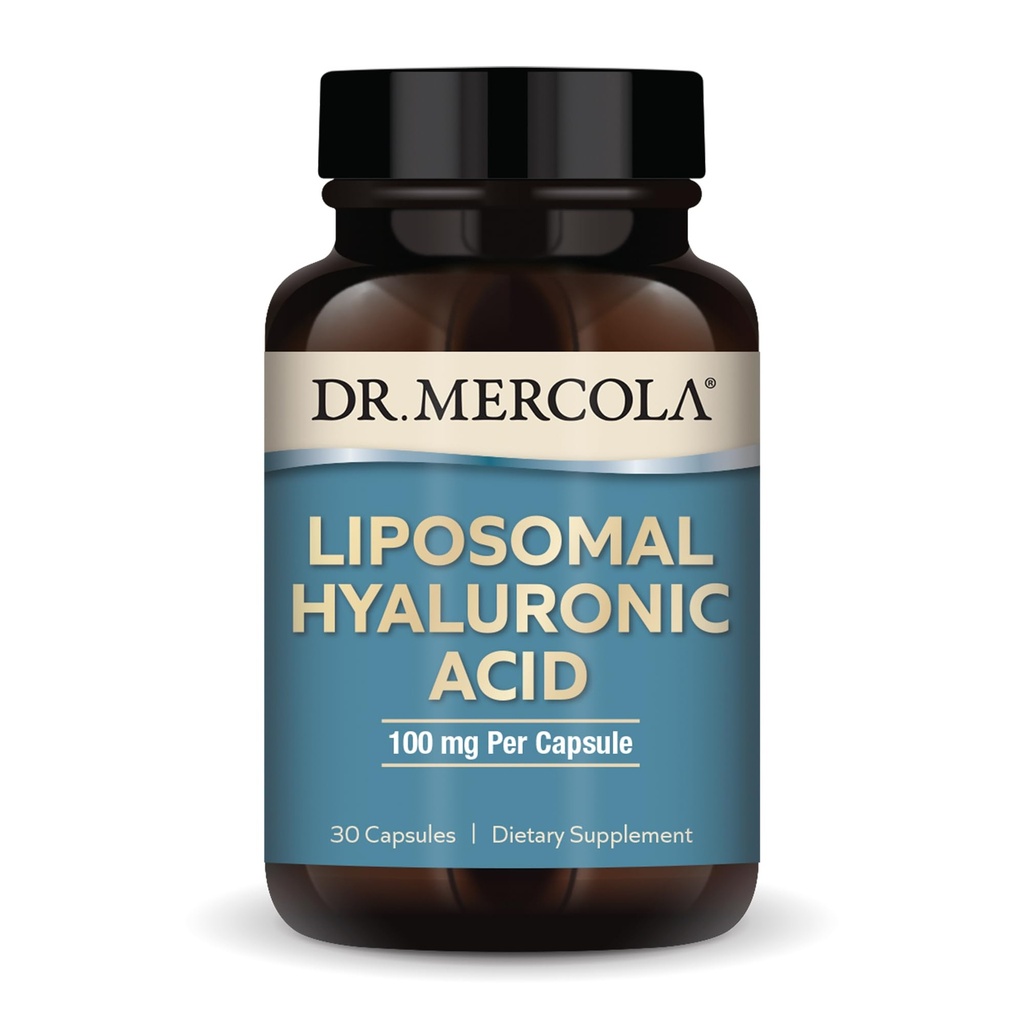 Dr. Mercola Liposomal Hyaluronic Acid, 30 Servings (30 Capsules), 100 mg Per Capsule, Dietary Supplement, Promotes Skin Appearance, Non-GMO