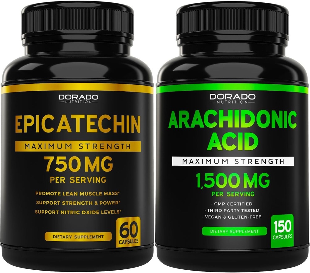 DORADO NUTRITION Epicatechin Extract 750mg Por Serving - (120 Capsules) y Arachidonic Acid Suplemento 1500mg (150 cápsulas)