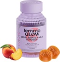 Lemme Glow Collagen Gummies for Thick Hair, Strong Nails & Healthy Skin with Multi-Collagen Peptides, Biotin, Trace Minerals, Zinc, Vitamins A, C &amp; E, Dairy & Gluten Free, Peach Flavor, 60 ct.