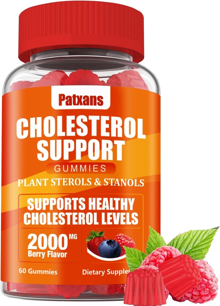 1 Pack Cholesterol Support Gummies, Containing 2000MG of Plant Sterols & Sterols, Cholesterol Complex Gummies, Support Healthy Cholesterol Levels, Energy Support, Mixed Berry Flavor, 60 Condes