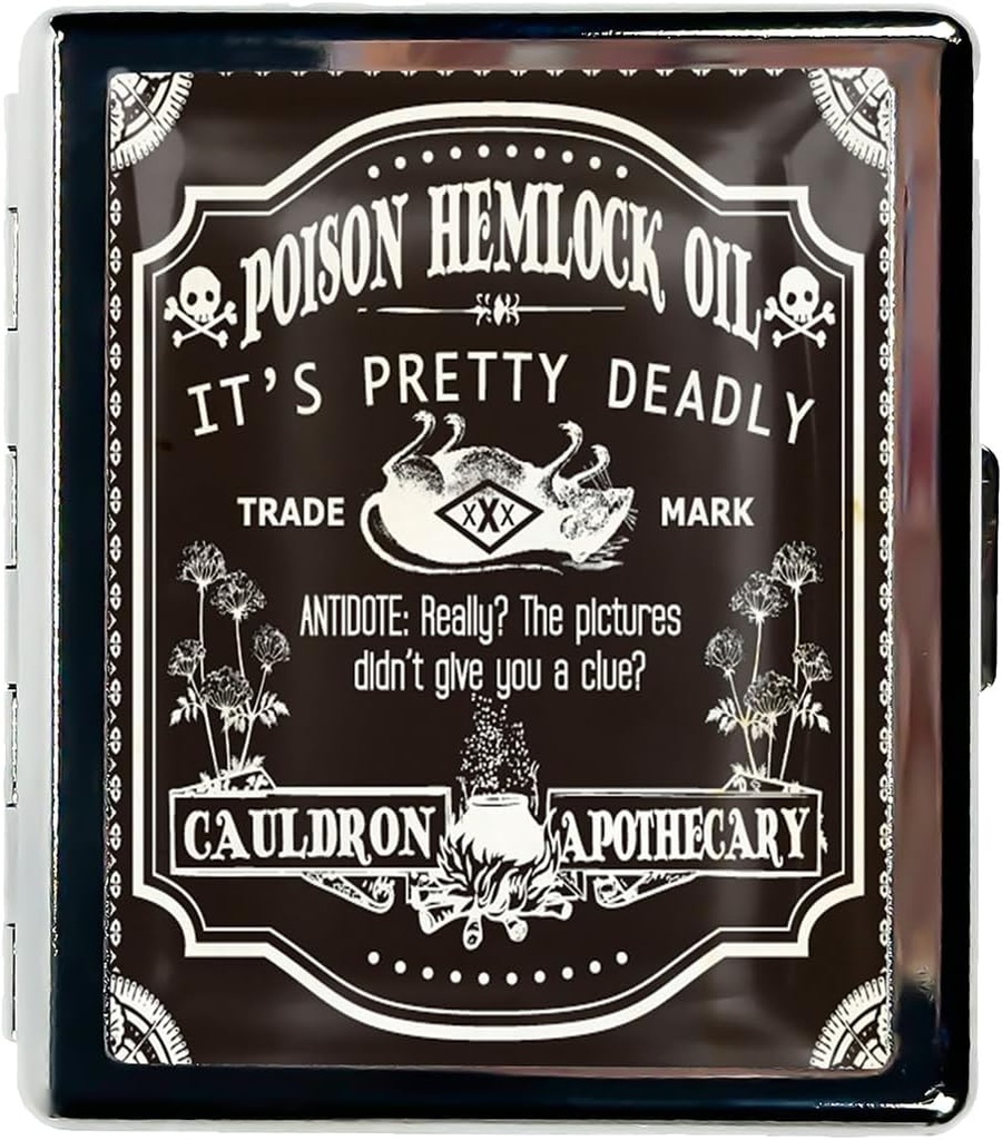 Pill Organizer Caja de Pill Pequeña para Esenciales Finales 7 Días Cute Pill Box con Mirror Caja de Pill Portable para Pocket o Píldora Containe Travel Gifts (Helloween Potion Label)