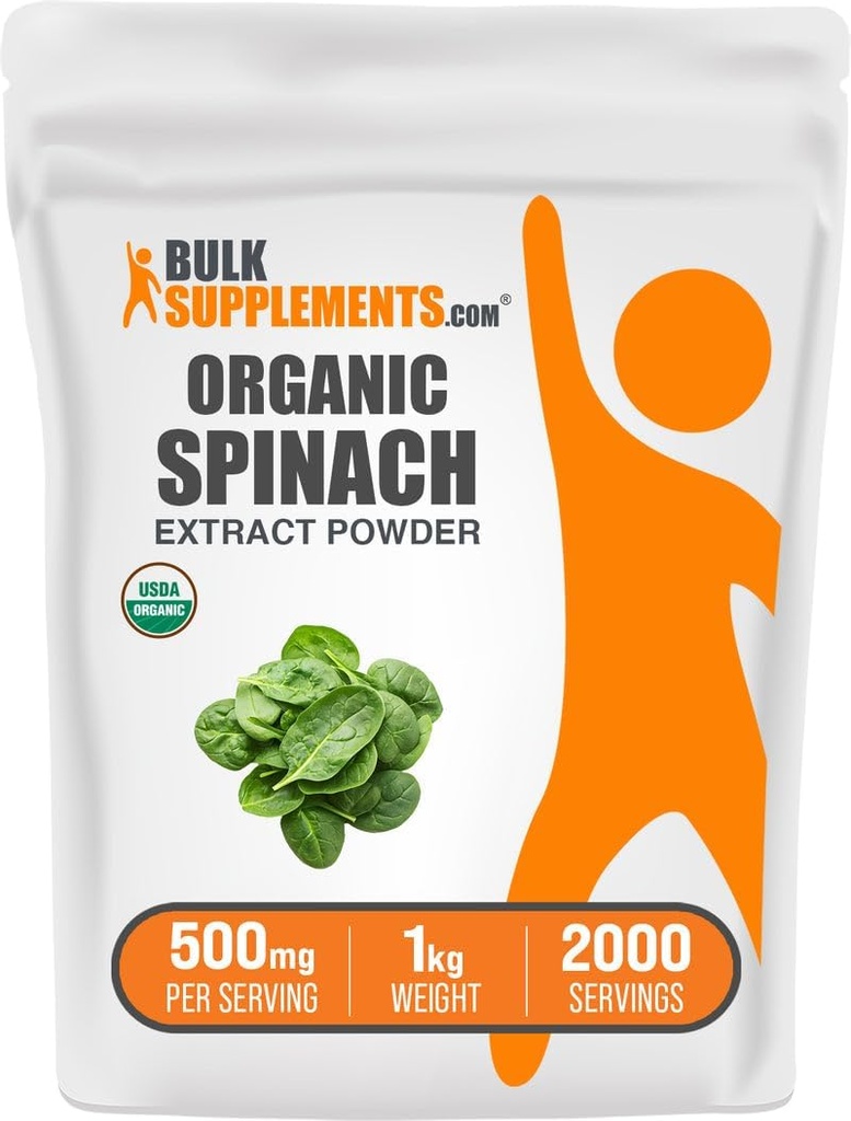 BulkSupplements.com Extract Powder de Espinacas Orgánicas - Espinacas Orgánicas Polvo de Extracto de Hoja, Suplemento Herbal - Gluten Free, 500mg por Serving, 1kg (2.2 lbs) (Pack of 1)
