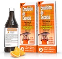 Emulsión de Escocia Cod Liver Oil Complex with Vitamins A, D, E, B1 - Natural Orange Flavor Dietary Supplement for Immune Support &amp; Bone Health - Essential Omega 3 Fish Oil - 6.5 oz (2-Pack)