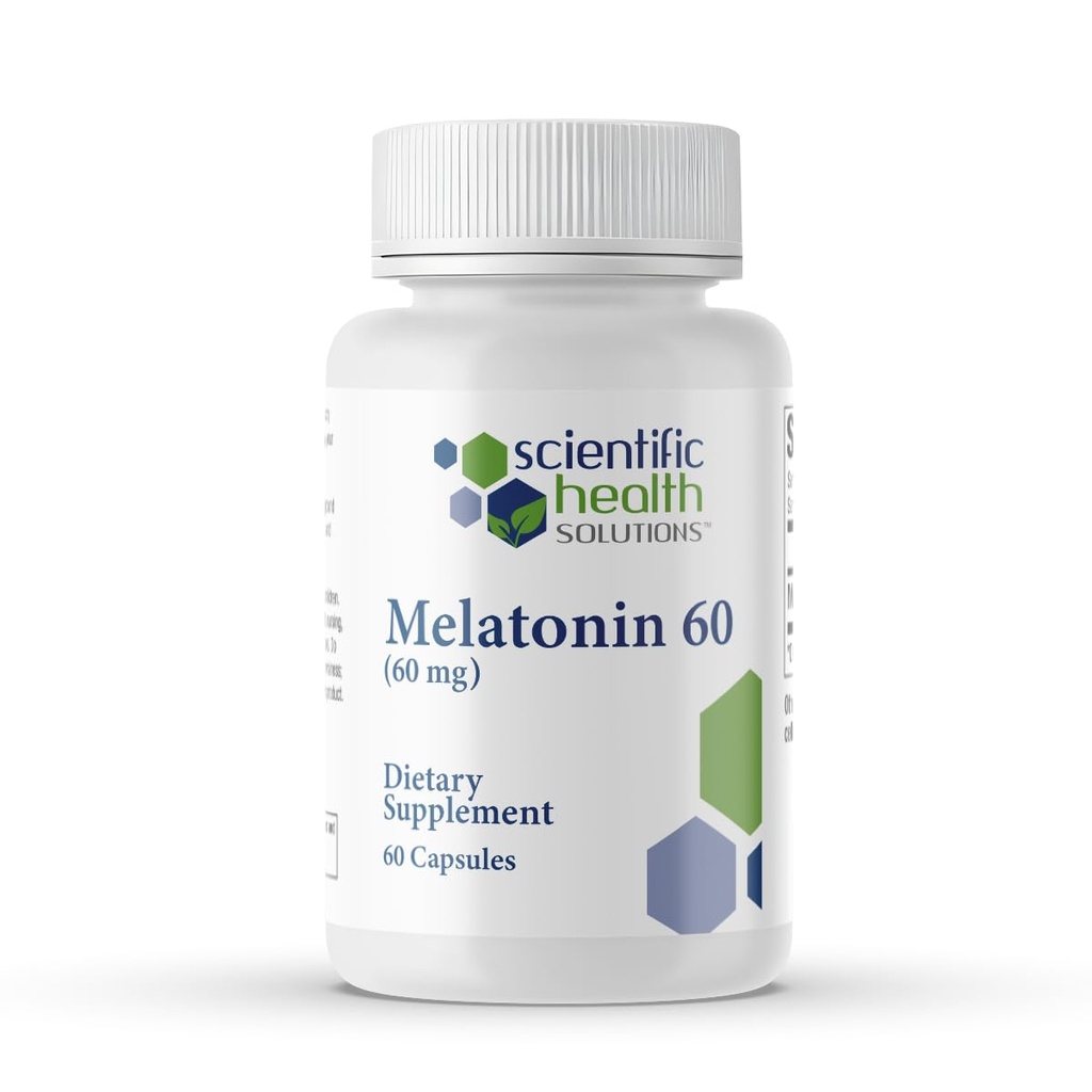 Melatonina 60mg ← Alta dosis Melatonina en cápsulas fáciles de cambiar Ø Vegan, No Gluten-Free ← US-Made Extra Strength Melatonin (Single)