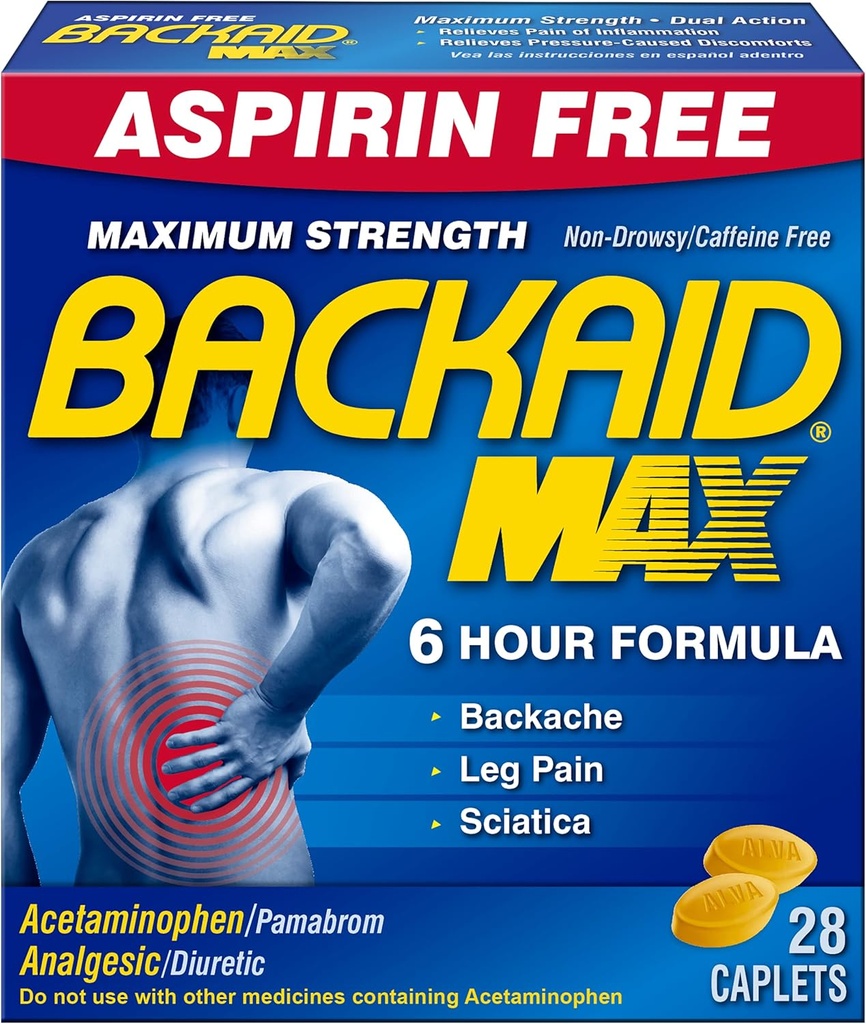 Backaid Max Caplets, 28 Count (Pack of 4)