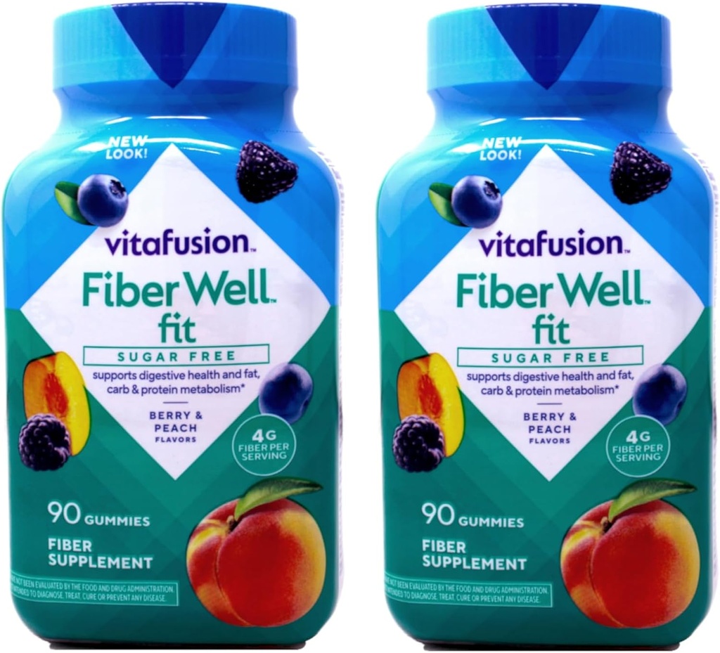 Vitafusion Fiber Well Fit Sugar Free Gummies - 90 ct, Pack of 2