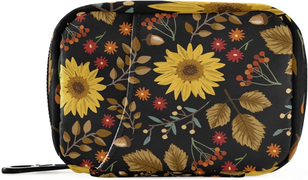 Caja de organizadores de pill de girasol xigua Caja de 7 días con cierre de cremallera para vitaminas, medicamentos y suplementos