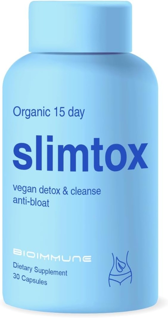 SlimtoxTM Organic 15 Day Colon Cleanse " Detox for Flat Stomach Less Bloat " LBS w/Probiotics - Constipation Relief - Flushes Toxins, Boost Energy