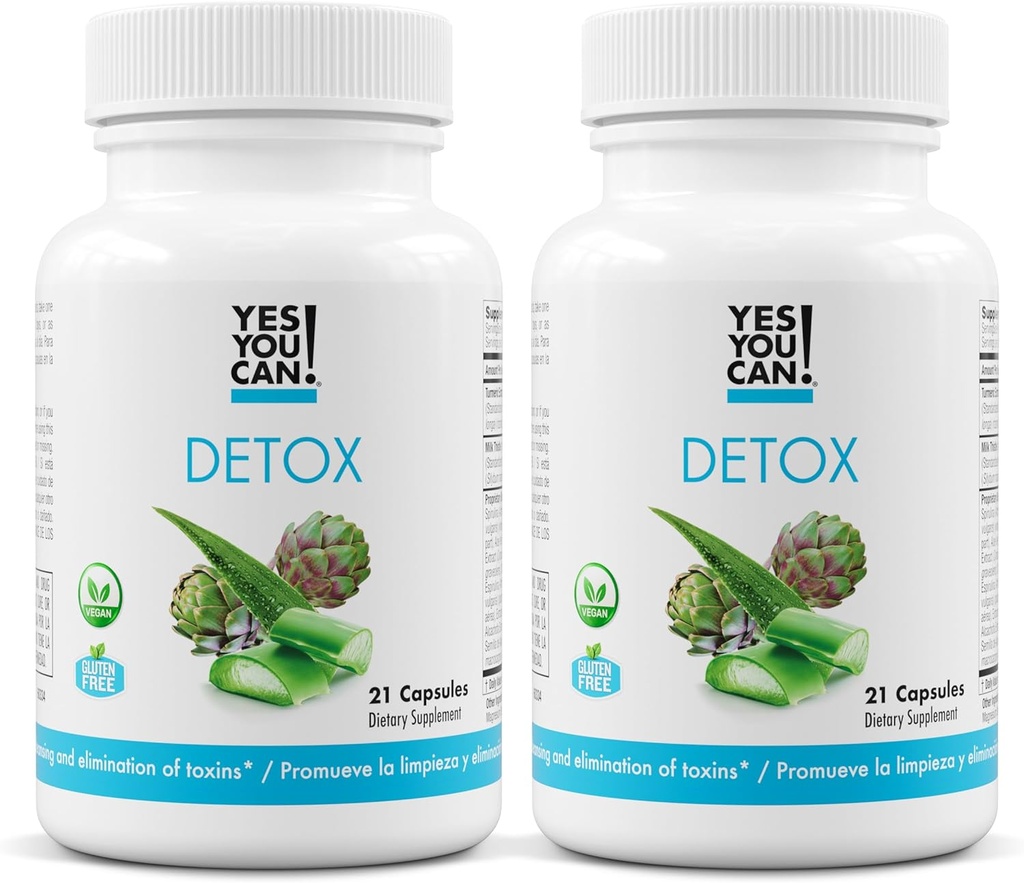 ¡Sí puedes! Píldoras de desintoxicación natural - Limpieza diurética con electrolitos & vitaminas - Ayudas con retención de agua - Sin gluten, 21 cápsulas (2 Pack)