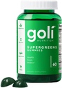 Goli SuperGreen Vitamin Gummy - 60 Cuenta - Vitaminas y Minerales Esenciales - Planta-Basada, Vegan, Libre de gluten > Gelatina Gratis - Salud desde el interior, Pack de 1