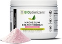 BIOptimizers Magnesium Breakthrough Drink - 8 Forms of Magnesium, Electrolytes, Sleep Health, Stress, Muscle Recovery, Heart Support ← Glycinate, Citrate, Malate- Raspberry Lemon