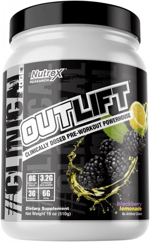 Nutrex Investigación Outlift Pre Workout Powder, Blackberry Lemonade 18oz, 20 Serving