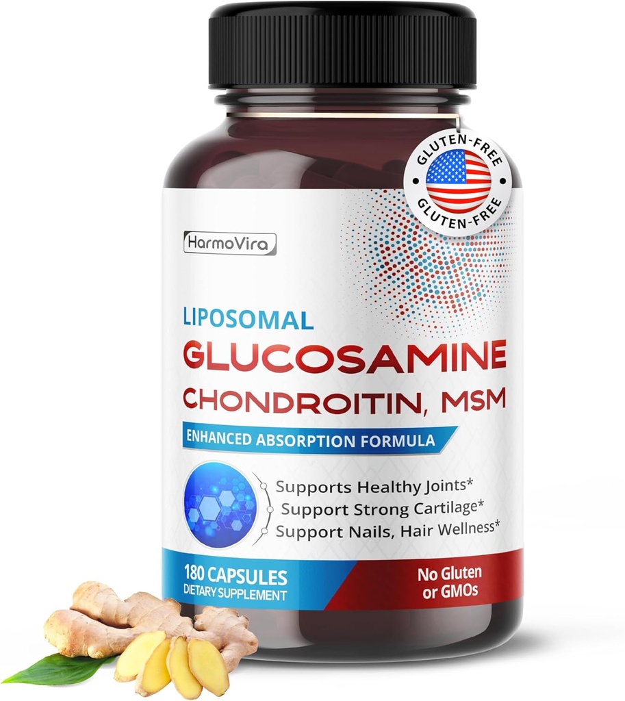Liposomal GLUCOSAMINE CHONDROITIN, MSM - Soporte Juntas saludables, cartílago fuerte, uñas, cabello - 180 días de suministro - Made in the USA