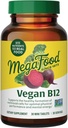 MegaFood Vitamina Vegana B12, Suplemento Vitamina B con vitamina B6, vitaminas B12 y ácido fólico, apoya la producción de energía celular, sistema nervioso Salud " Función cardiovascular - 30 Tabletas