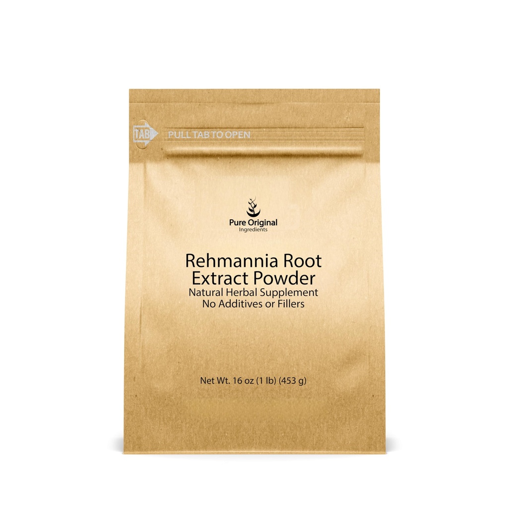 PURE ORIGINAL INGREDIENTES Rehmannia Root Extract Powder (1 lb) Non-GMO, Foxglove chino, Suplemento Herbal tradicional