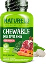 Vitamina Chewable NATURELO para niños multivitamínicos con alimentos completos orgánicos de frutas - 60 tabletas para niños