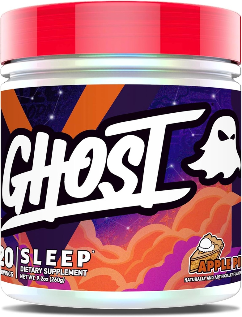 Suplemento dietético del sueño GHOST, Apple Pie - Recuperación &amp; Descanse con ingredientes premium que incluyen Melatonina, Colostrum &amp; Ashwagandha - soporta la calidad del sueño - sin gluten &amp; sin azúcar