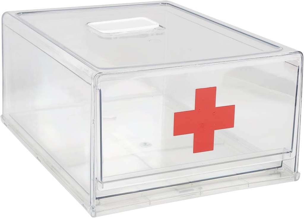 Medicine Cabinet Organizer Empty Medicine Storage Box for Cabinet Plastic Drawer First Aid Clear Stackable Medicine Bottle Organizer for First Aid, Medical Supplies and Medication Storage