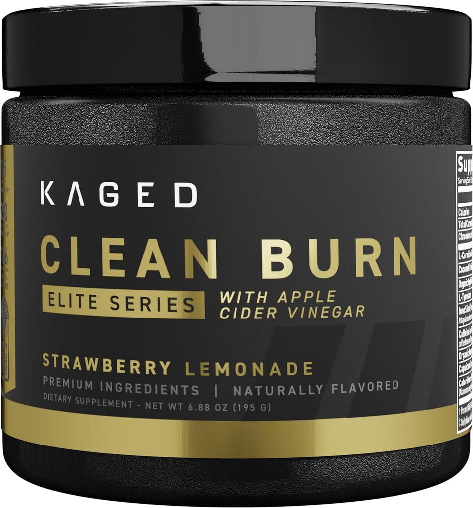Kaged Thermogenic Powder Clean Burn Elite ← Strawberry Lemonade Silencio Hombres " Mujeres  sometidas Weight Management Suplemento Silencio Orgánica Caffeine &amp; Apple Cider Vinegar ← 30 Servimientos