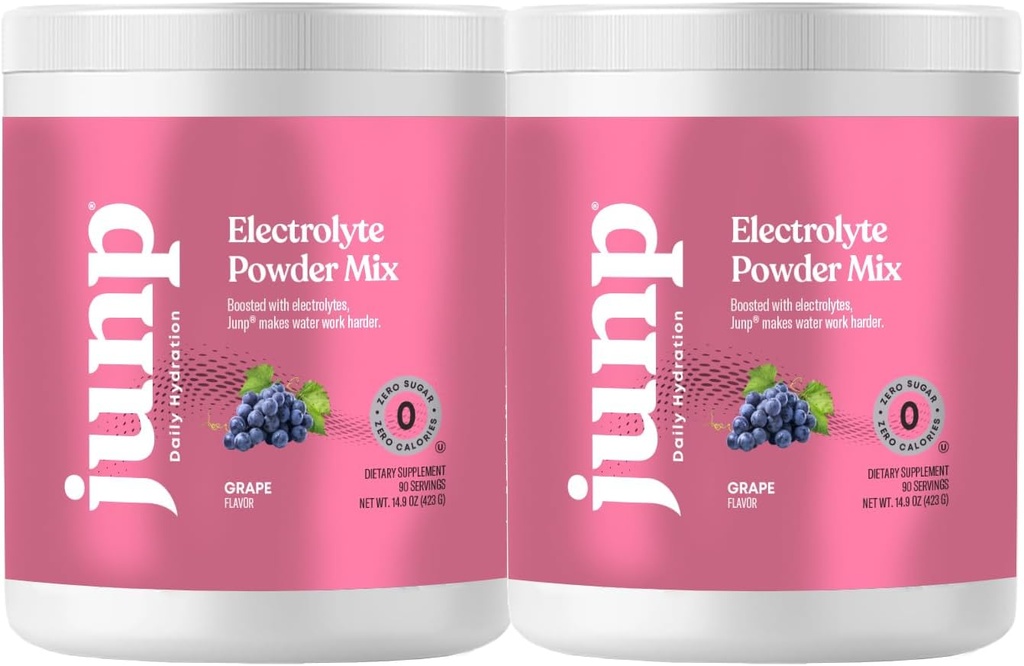 JUNP Electrolytes Powder No Sugar No Carbs – Vine Ripened Grape Infused Drink Mix - Potassium &amp; Sal Electrolyte Hydration Powder Zero Calorie Sugar Free Electrolyte Powder,180 Servings