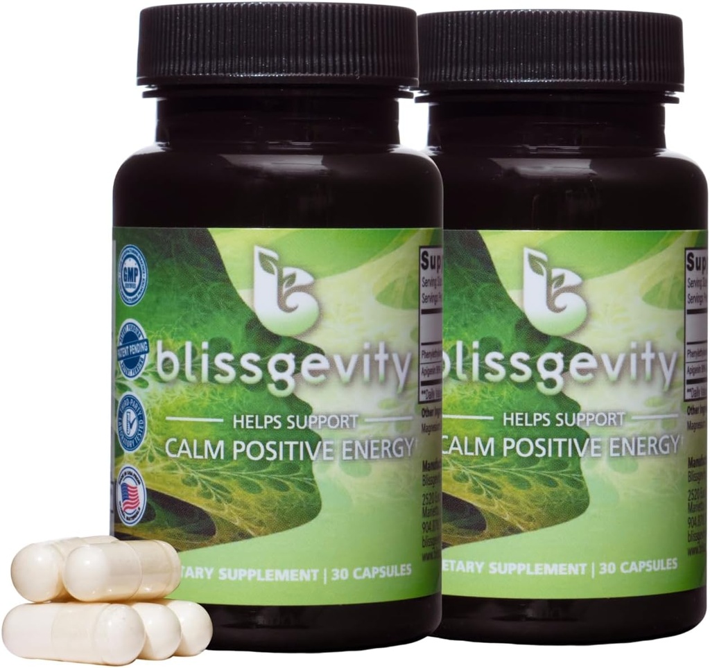 150mg Apigenin - Phenylethylamine - Mood Support Supplement - Promotes Euphoria, Focus, and Mental Clarity - Natural Stress Relief - Calm Support - Intimcy Enhancer - 60 cápsulas