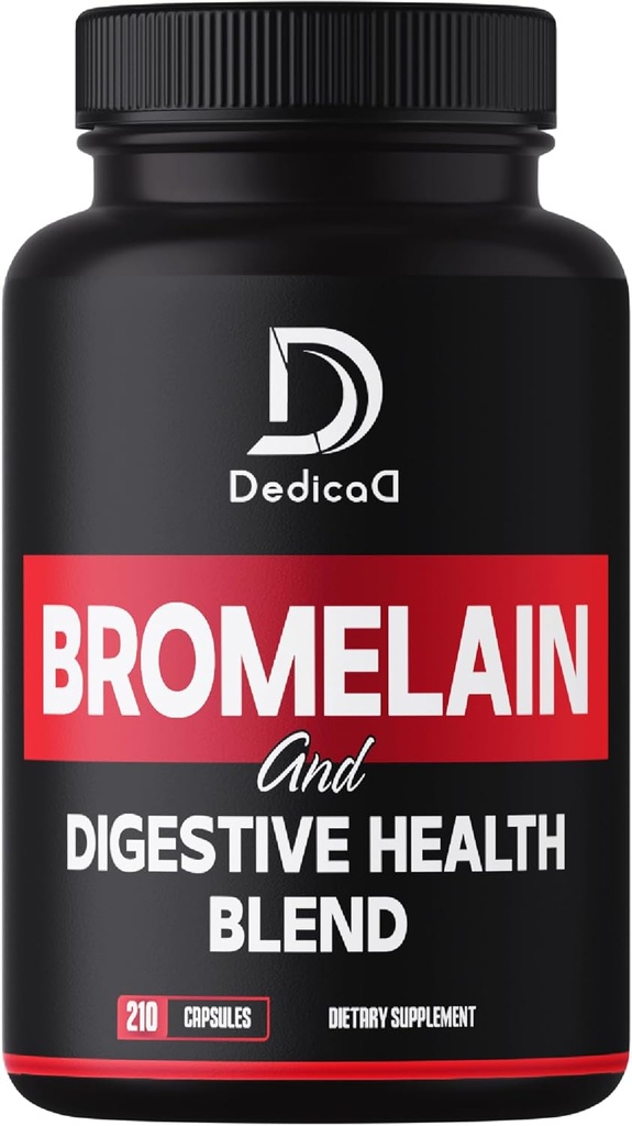 6in1 Bromelain 500mg Suplemento - 1000mg por ser - 210 cápsulas con sanidad digestiva Blend como quercetina, jengibre, Turmeric, Papaya - Apoyo salud general, digestión &amp; sistema inmunológico