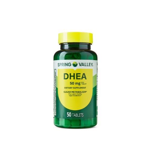 Spring Valley DHEA Tablets, 50 mg, 50 Conde + Dri Store Sticker.(Pack 1 Bottle)