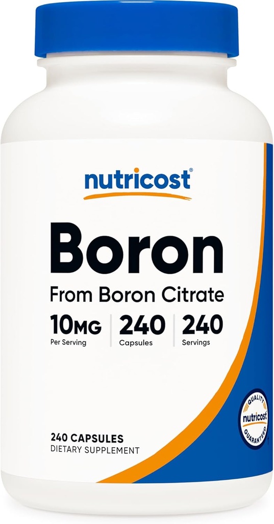 Nutricost Boron Capsules 10mg, 240 cápsulas vegetarianas, libre de gluten y no GMO