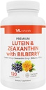 ML Naturals Premium Lutein " Zeaxanthin with Bilberry 120 Vegetable Capsules. Lutein 40 mg, Zeaxanthin 5 mg, y Bilberry 100 mg. Calidad Premium. Ojos saludables " Visión, NSF-Certified " CGMP-Compliant