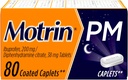 Motrin PM Caplets con 200 mg Ibuprofeno &amp; 38 mg Diphenhydramine Sleep Aid, Nighttime Pain Reliever for Minor Aches ' Pains, Bulk, 80 ct