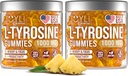 2 Pack - JOYLI L-Tyrosine Gummies 1000MG – Suplemento Vegan de enfoque libre de azúcar &amp; Mood Support for Kids &amp; Adults – 500mg Por Gummy – Sleep Gummies for Memory, Energy & Wellness – 60 Pcs per Pack
