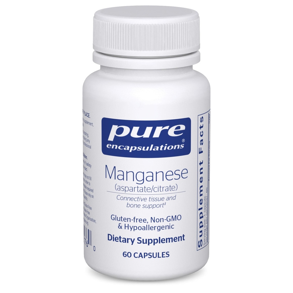 Pure Encapsulations Manganese (Aspartate/Citrate) | Hypoallergenic Trace Mineral Supplement for Connective Tissue and Bones | 60 Capsules