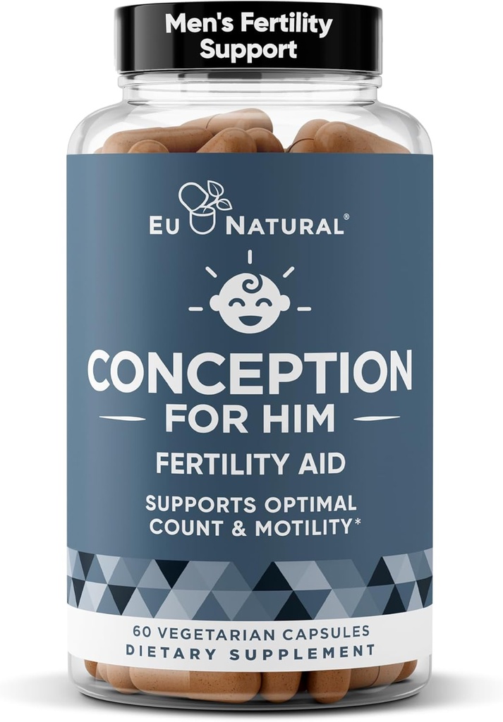 Conception For Him – Fertility Supplements for Men, Male Fertility Booster & Prenatal – Optimal Sperm Count, Motility Strength – Ashwagandha, Folate Folic Acid,Magnesium & Zinc – 60 Veg Soft Capsules